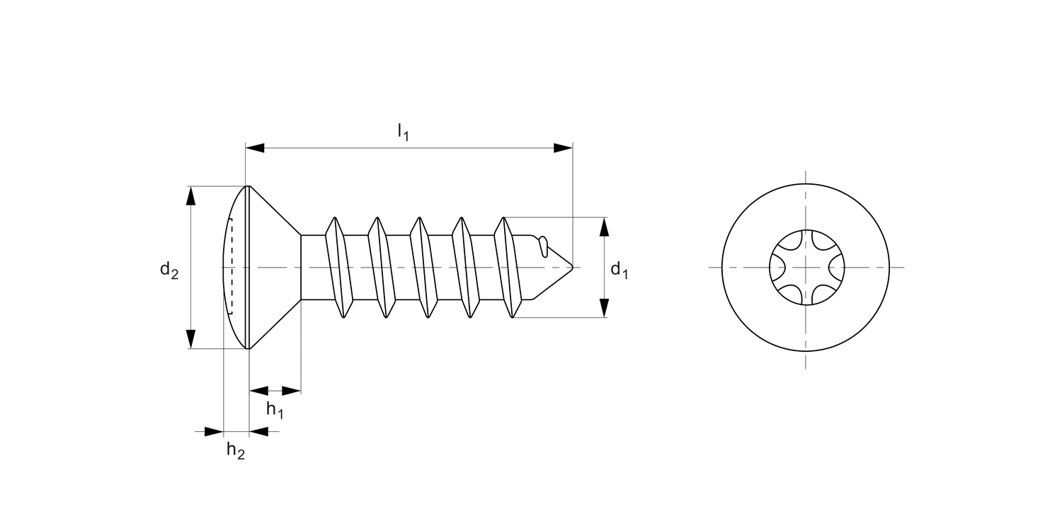 P0608.ZP Raised C'sunk TX AB Tappers