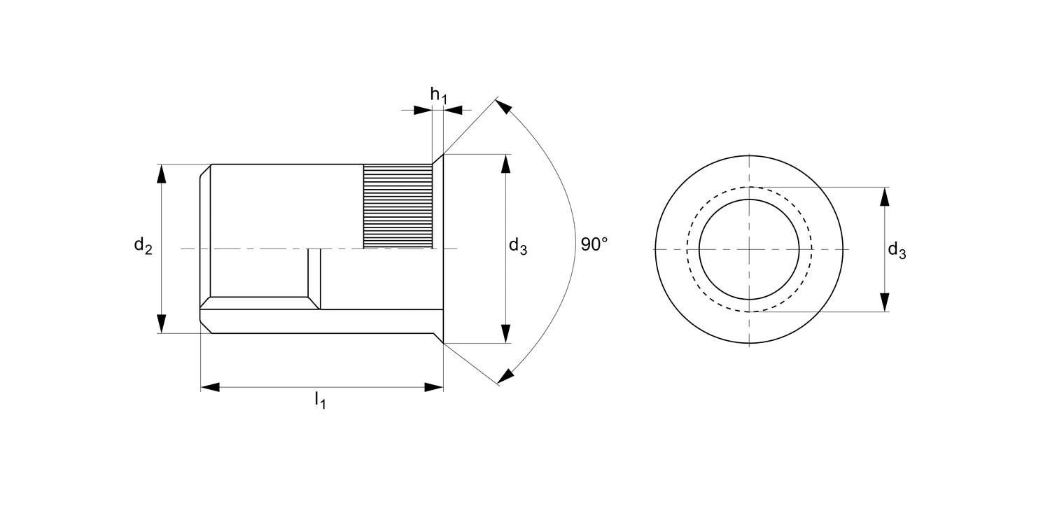 P0824.ZP Reduced C'snk Head Insert Nuts