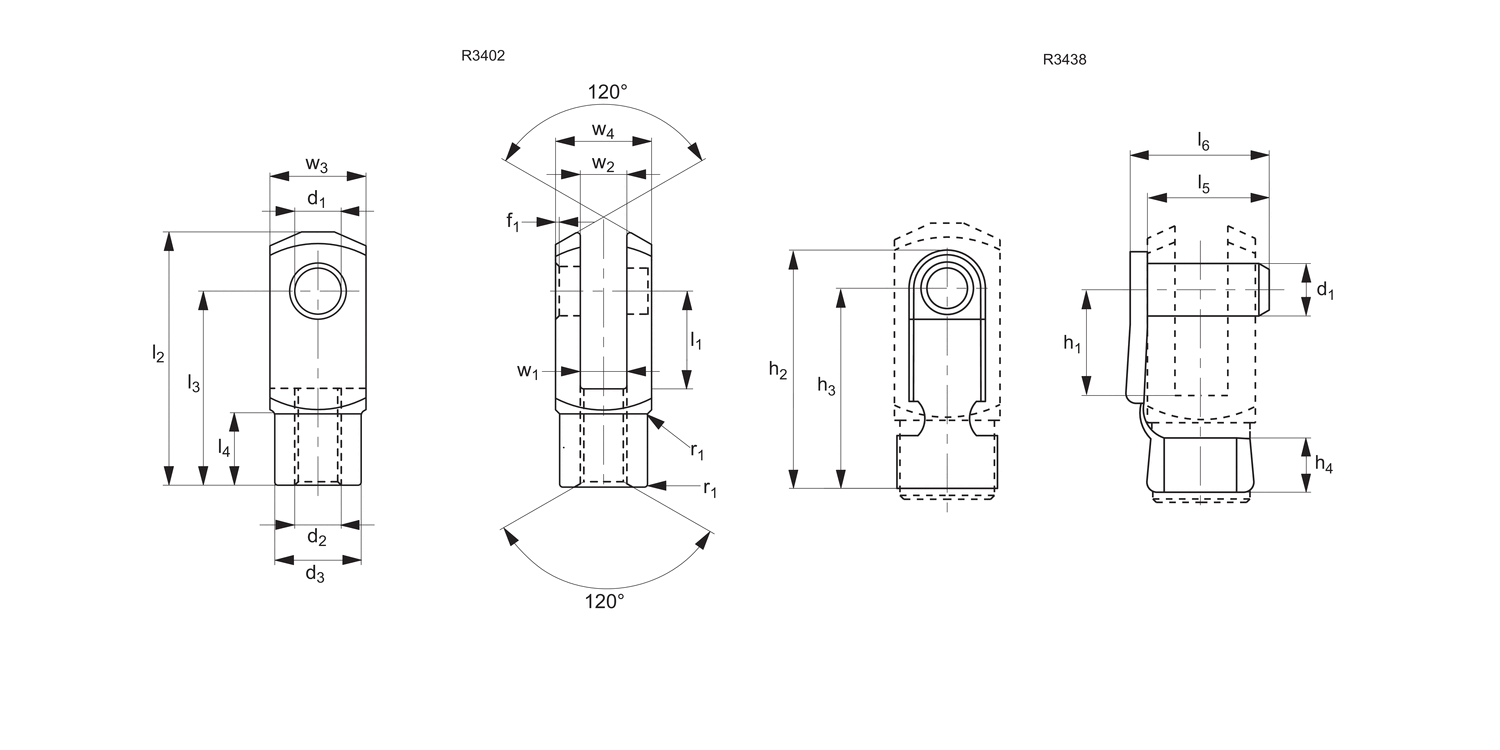 R3400 RH Clevis Joints with Retention Clip S/S