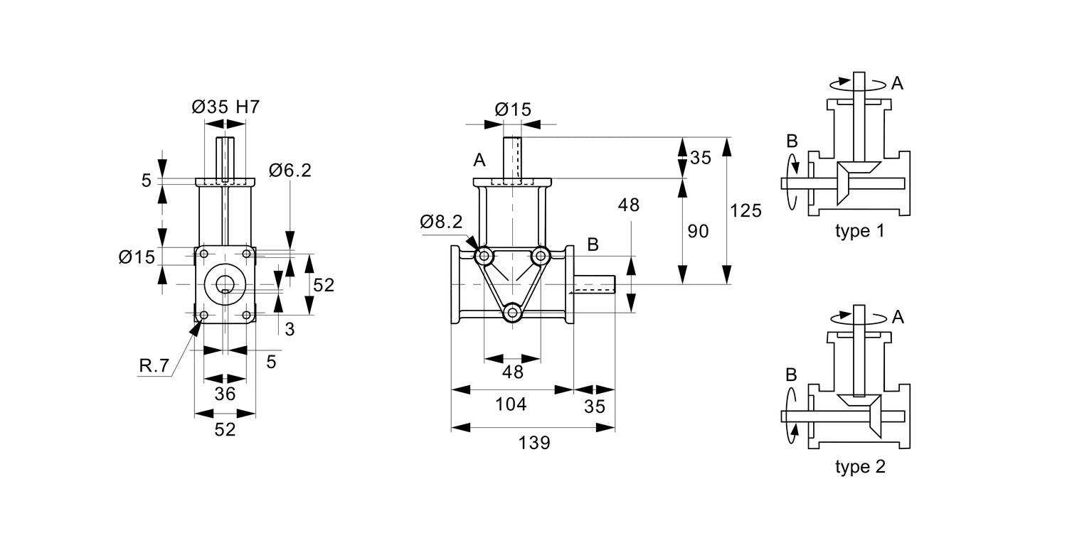 R2306 Right Angle Drives - 2 Shafts