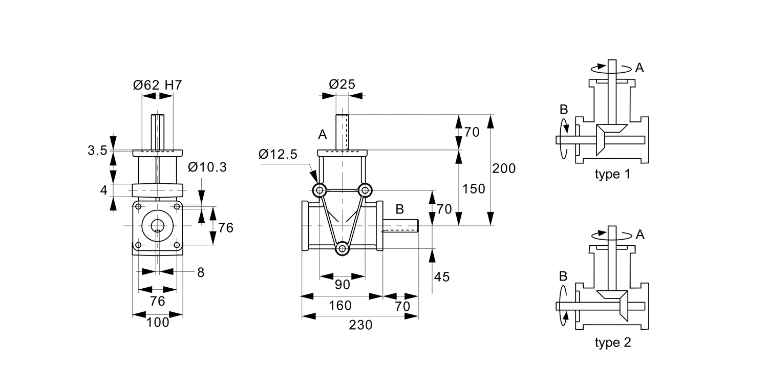 R2312 Right Angle Drives - 2 Shafts