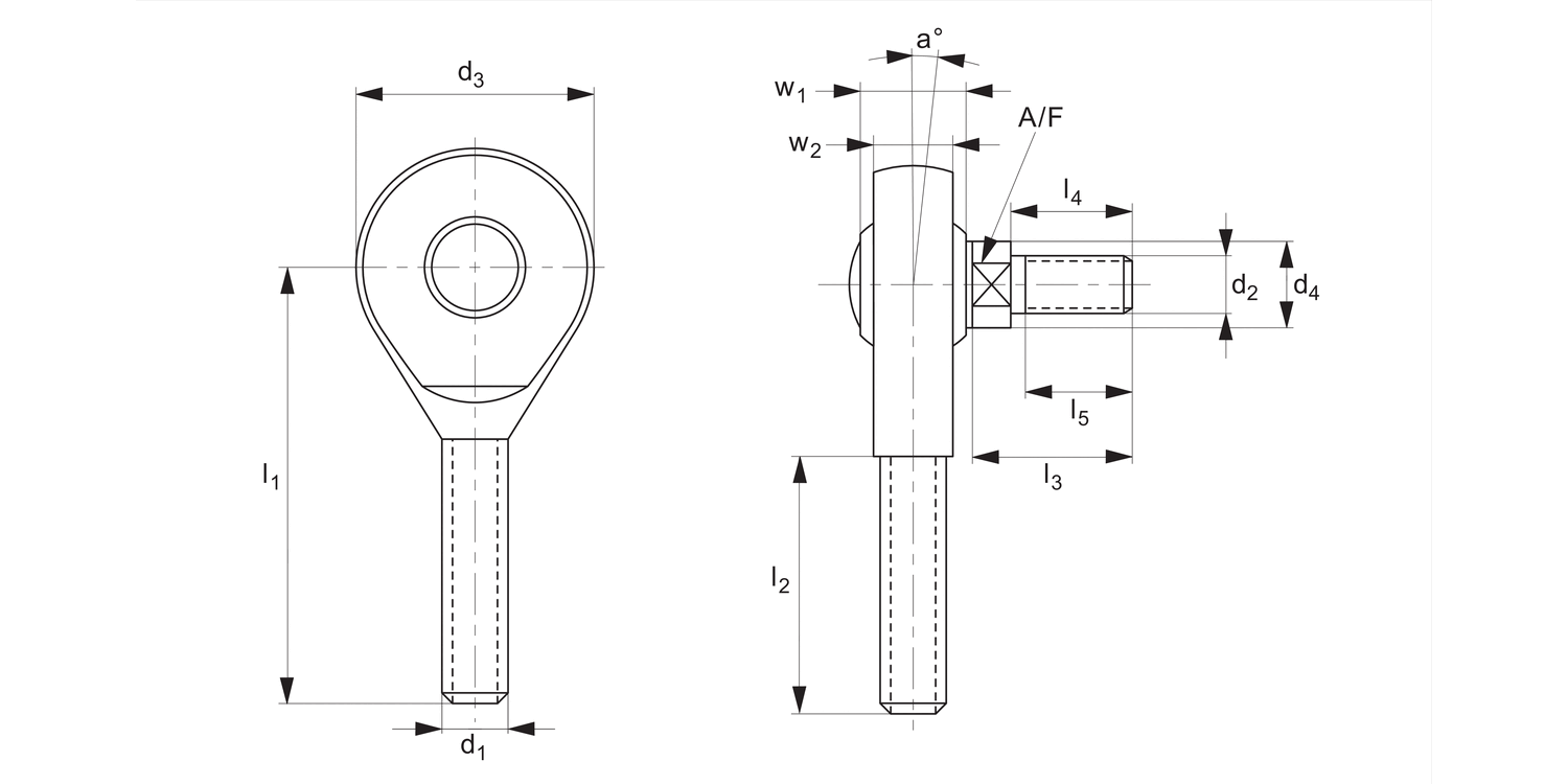R3614 Stainless Rod End with stud