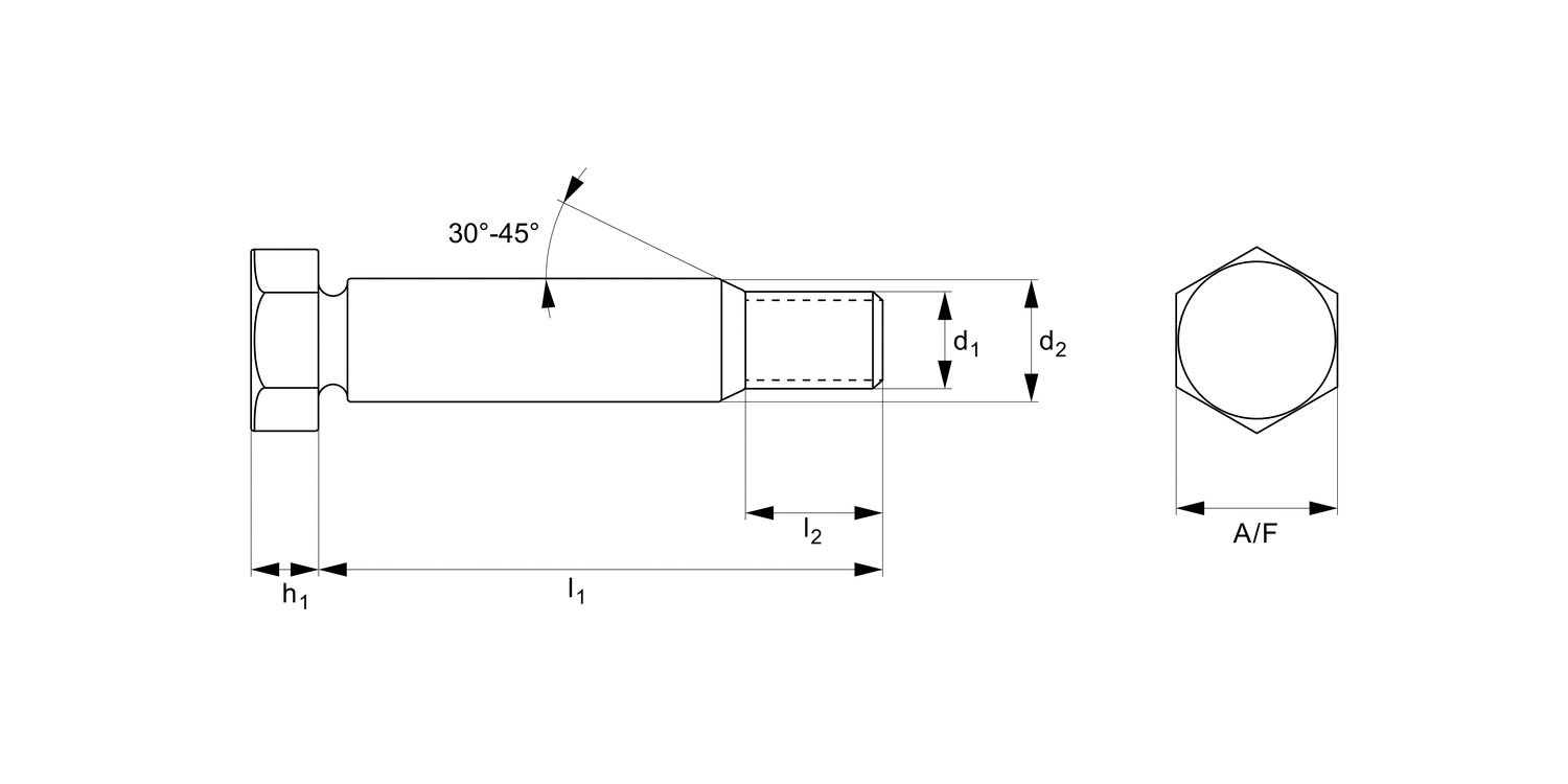 P0139 Steel Shoulder Bolts - Hex. Head