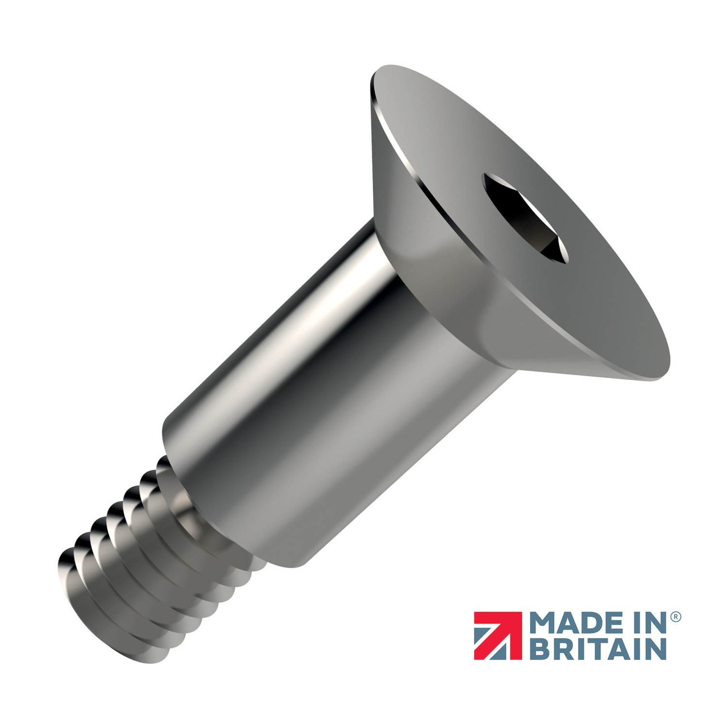 Shoulder Screws - Countersunk New to our range, socket countersunk shoulder screws in AISI 316 stainless steel.