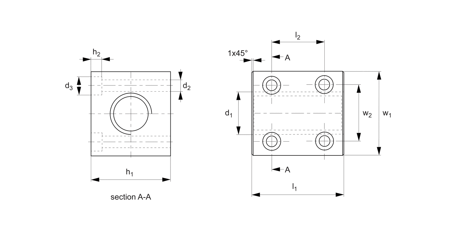 L1337 Square Steel Nut with Holes