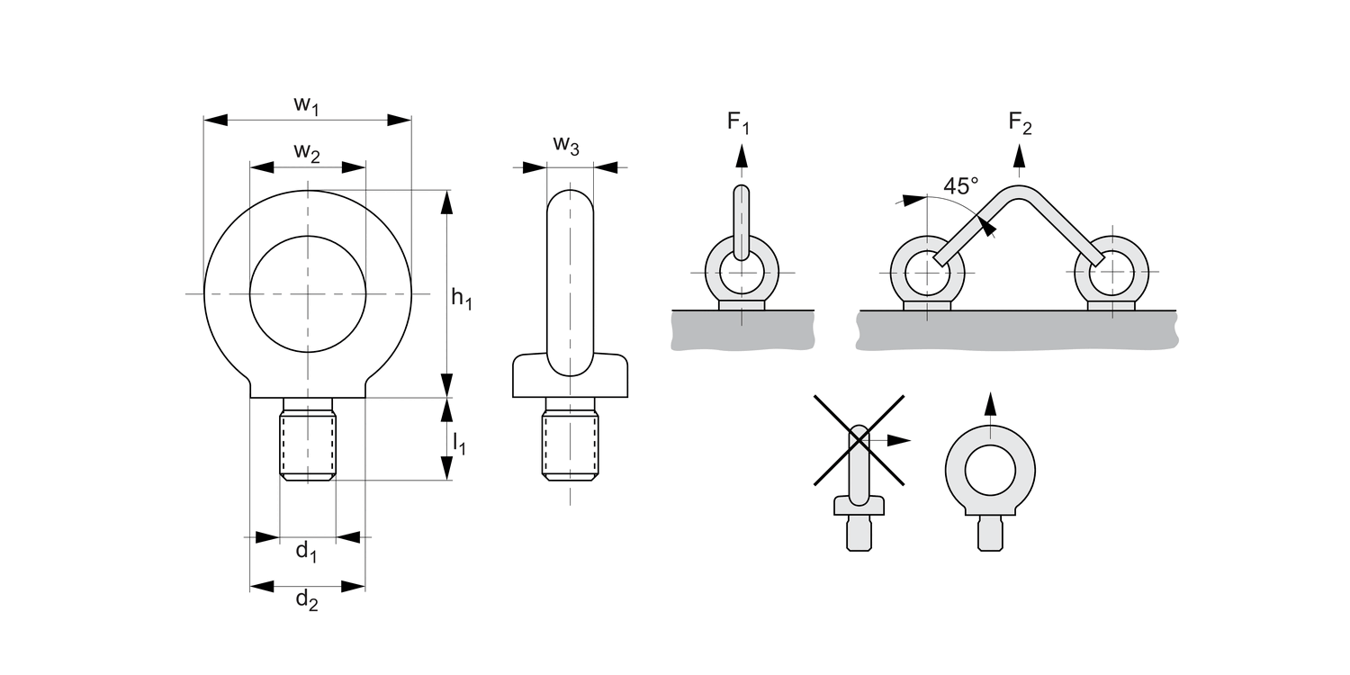 P4043 Stainless Male Lifting Eye Bolts