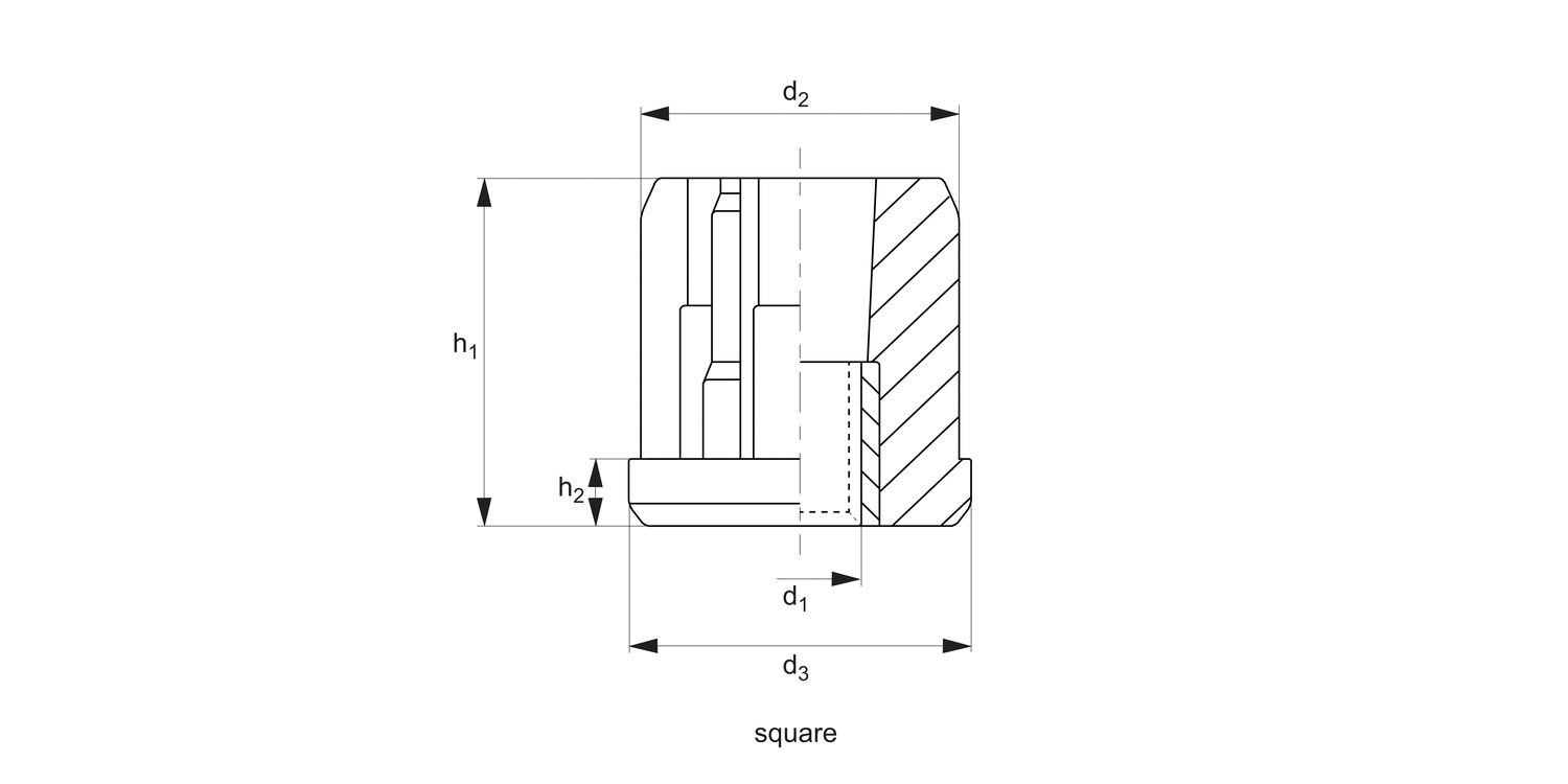 P2212.S Threaded Plastic Insert - Square