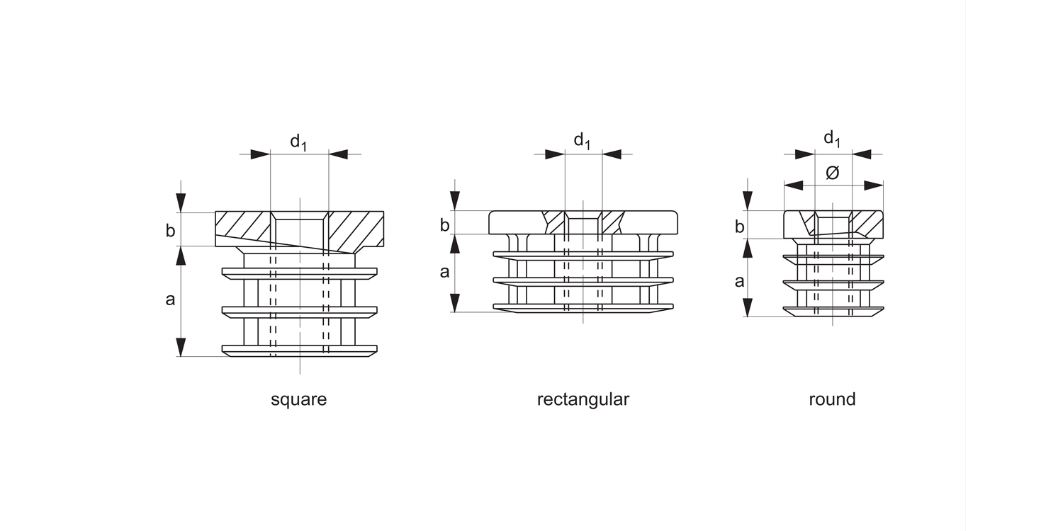 P1970 Threaded Plastic Inserts for Hollow Section