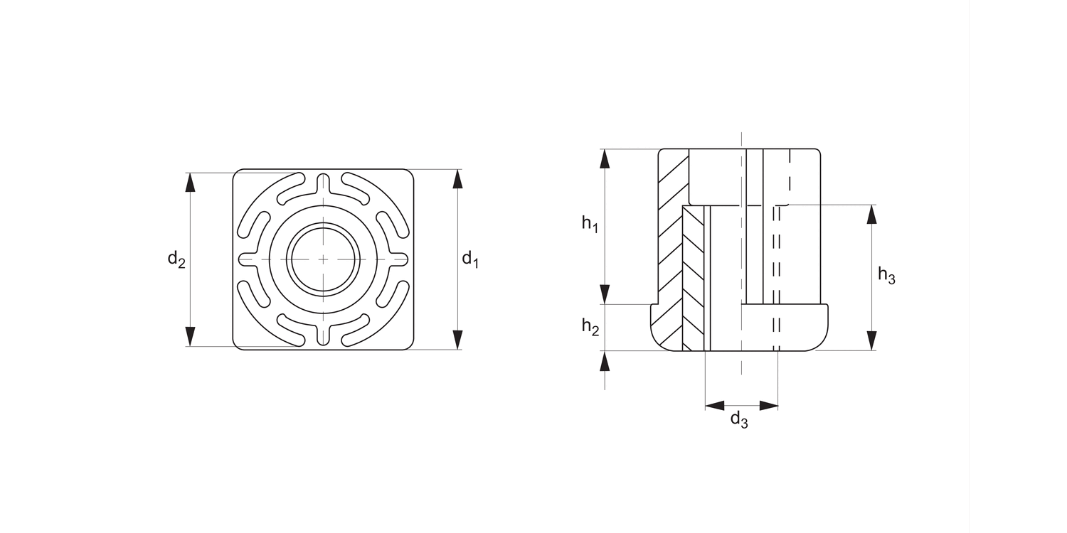 P1975 Threaded Plastic Insert for Hollow Section