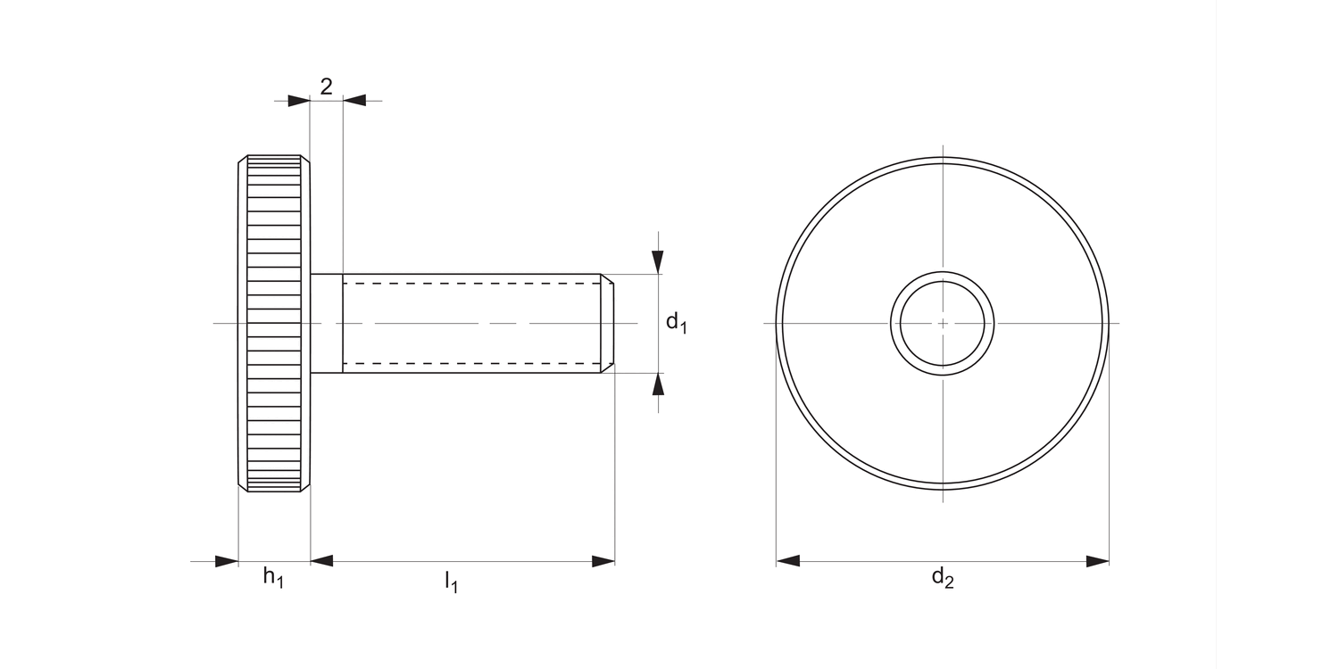 P0405.BL Flat Knurled Thumb Screws